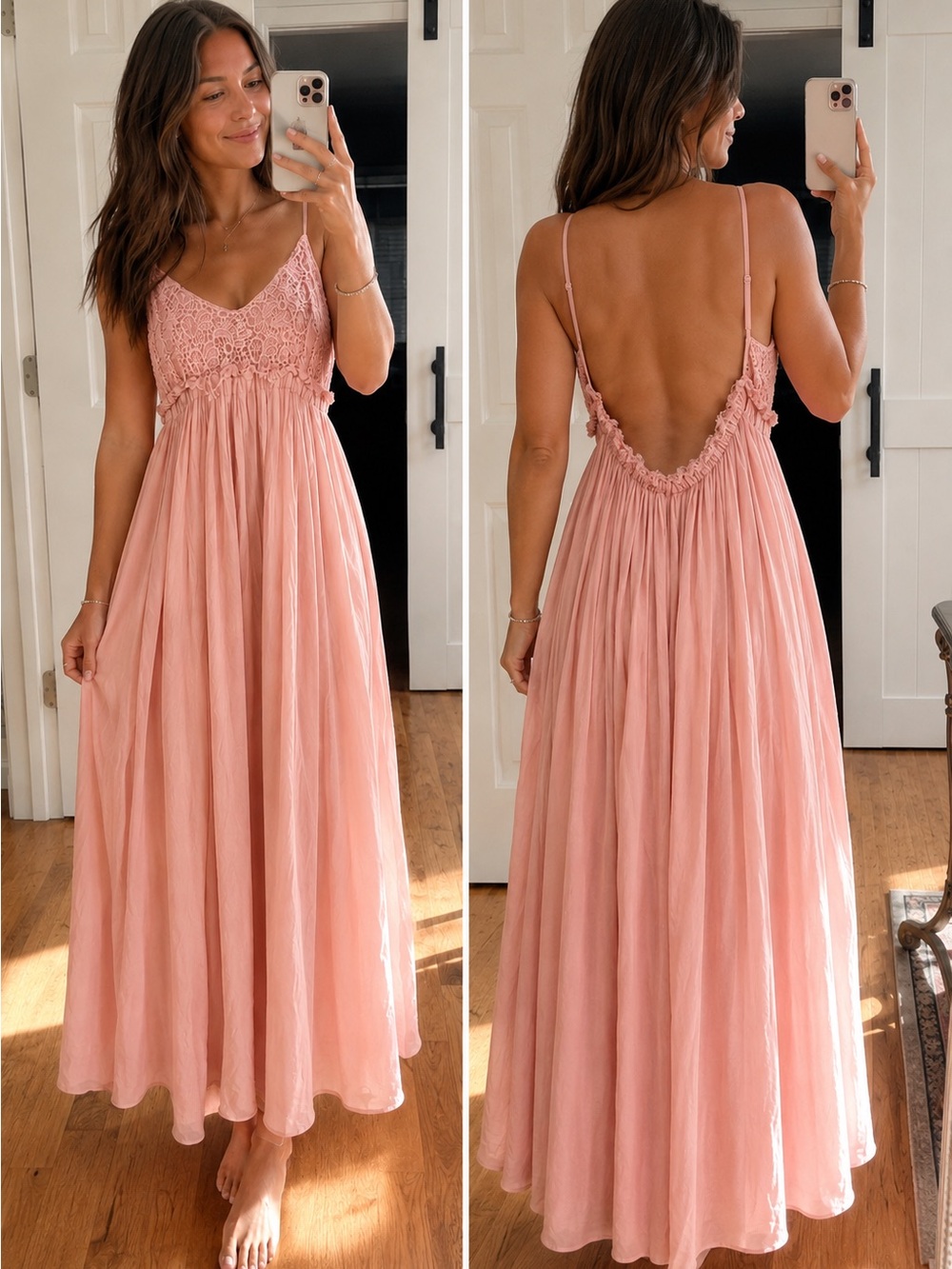 Wishlist Pink Crochet Bodice Maxi Dress
